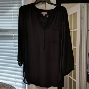 MACYS BLACK Pleated back blouse with 3/4 sleeves